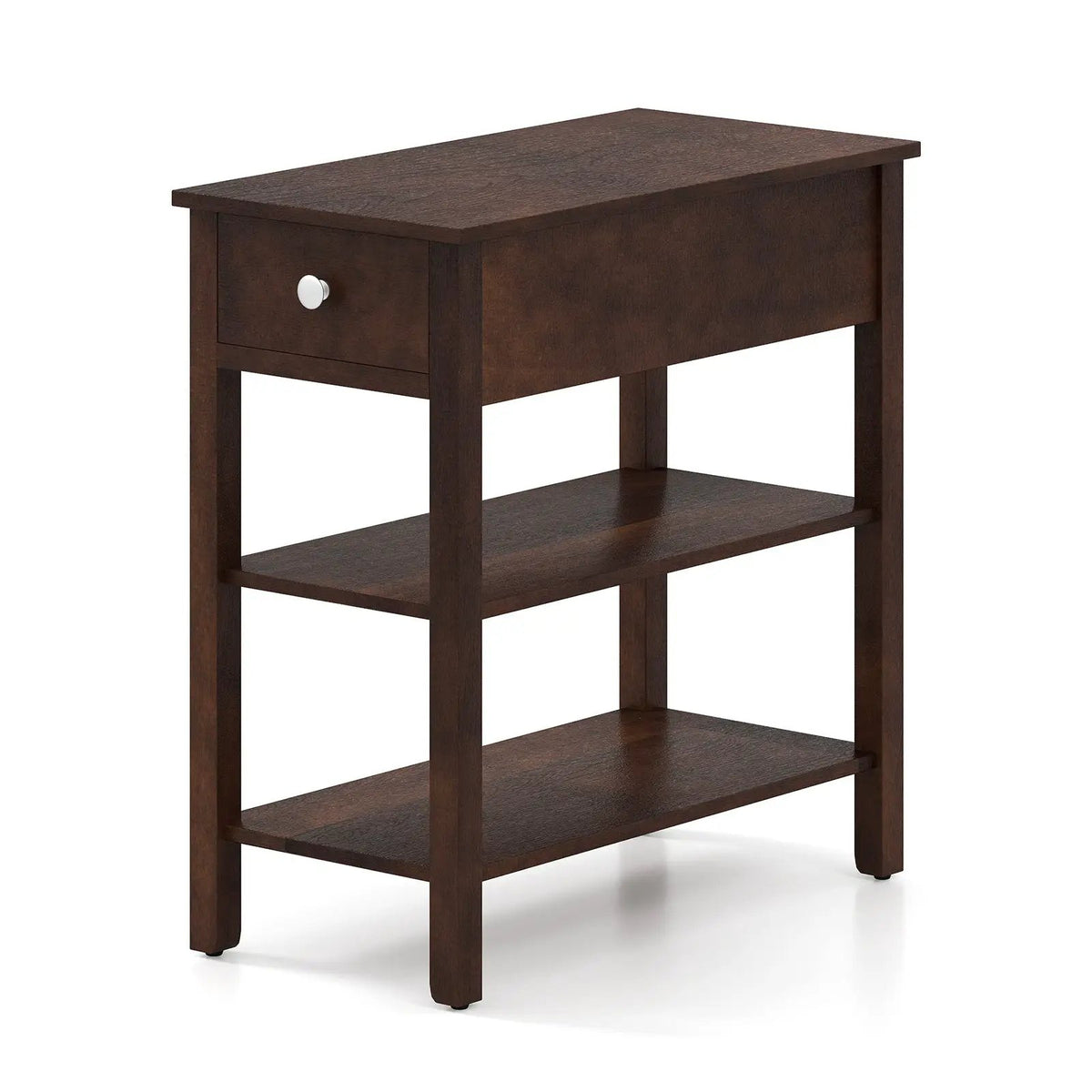 3-Tier Narrow End Table with Drawer and Storage Shelves by DirectDeals