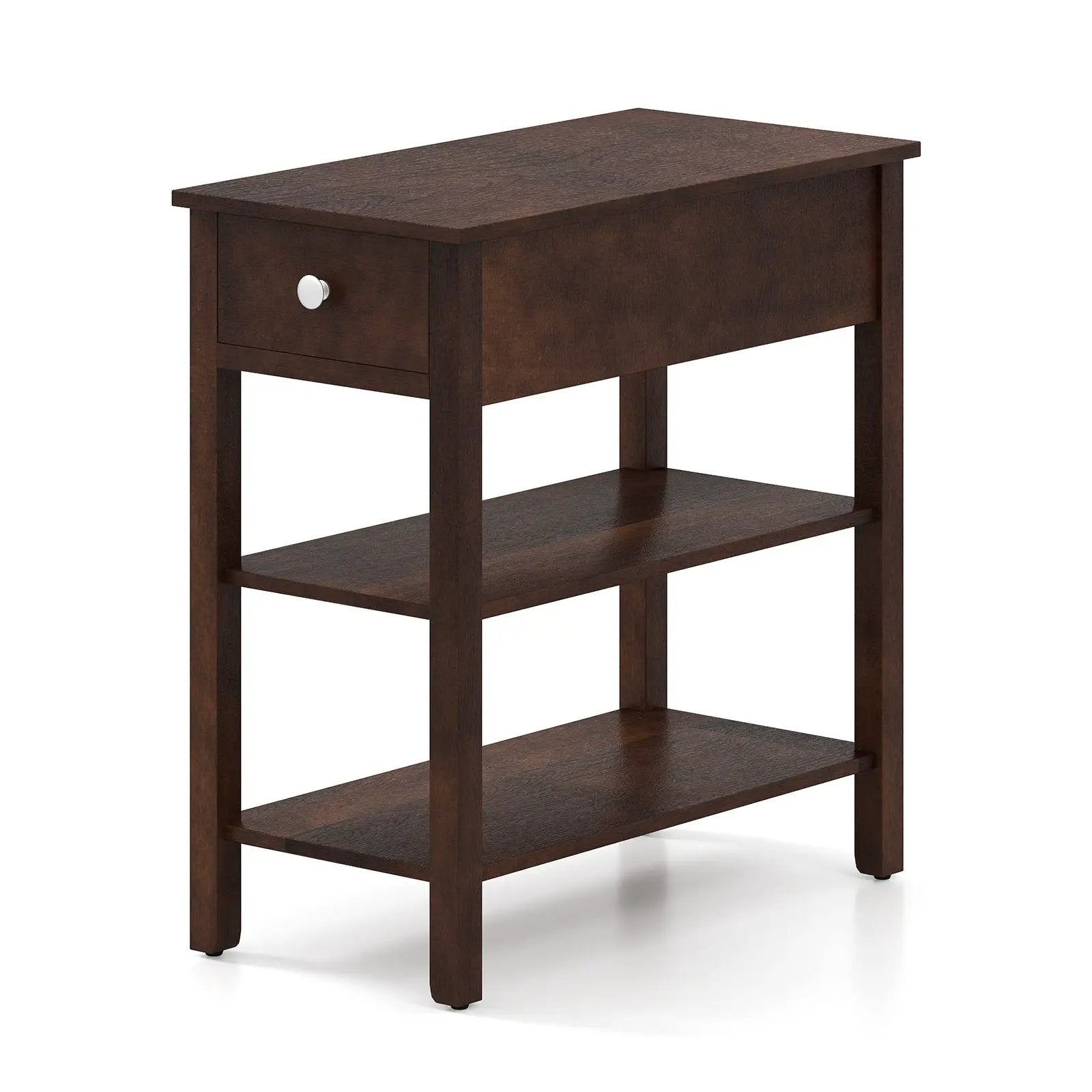 3-Tier Narrow End Table with Drawer and Storage Shelves by DirectDeals