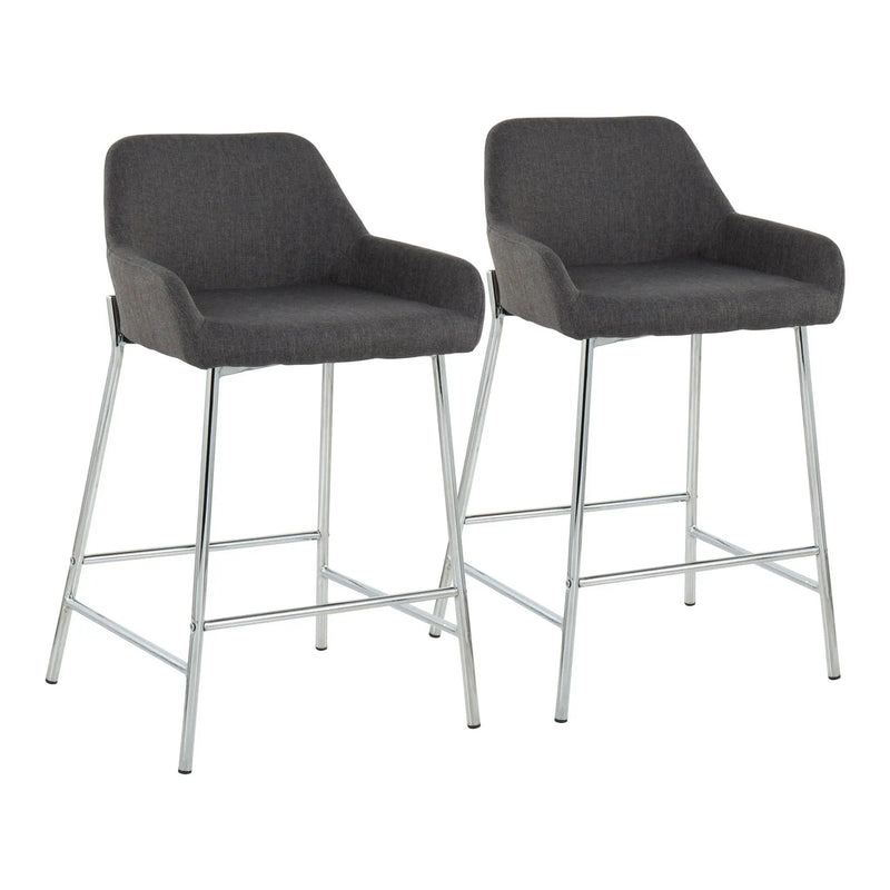 Daniella - Contemporary Fixed Height Counter Stool With Metal Legs (Set of 2) by HouseOfZazla