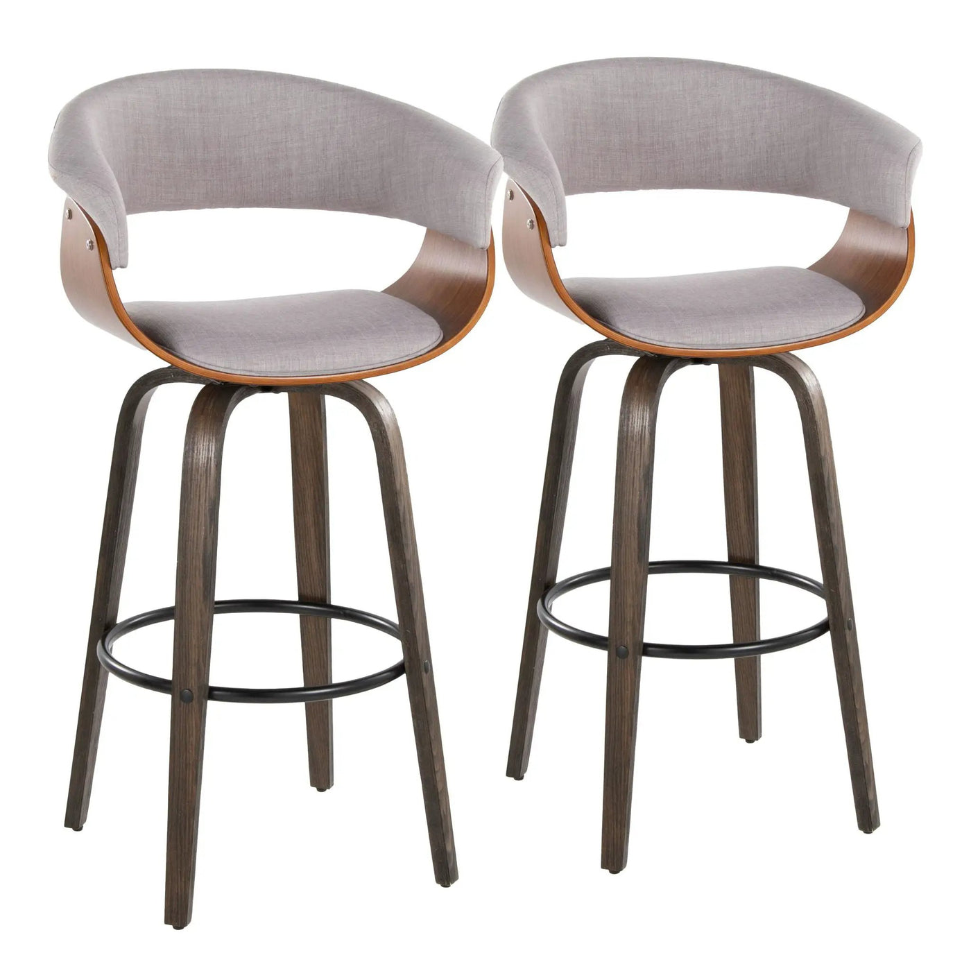 Vintage Mod - Mid Century Modern Fixed Height Barstool With Swivel & Round Footrest (Set of 2) by HouseOfZazla