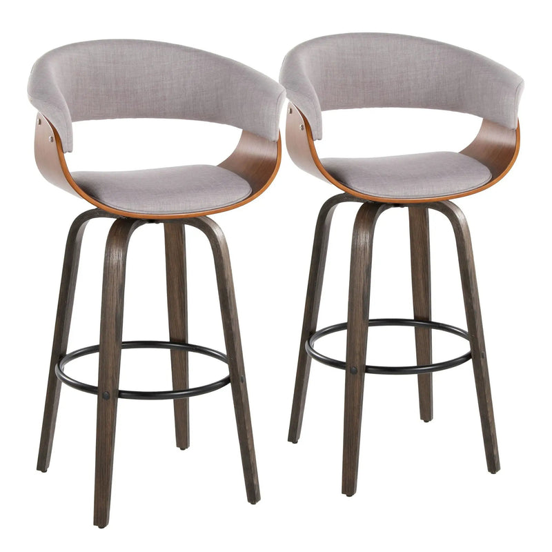 Vintage Mod - Mid Century Modern Fixed Height Barstool With Swivel & Round Footrest (Set of 2) by Unique Piece Furniture