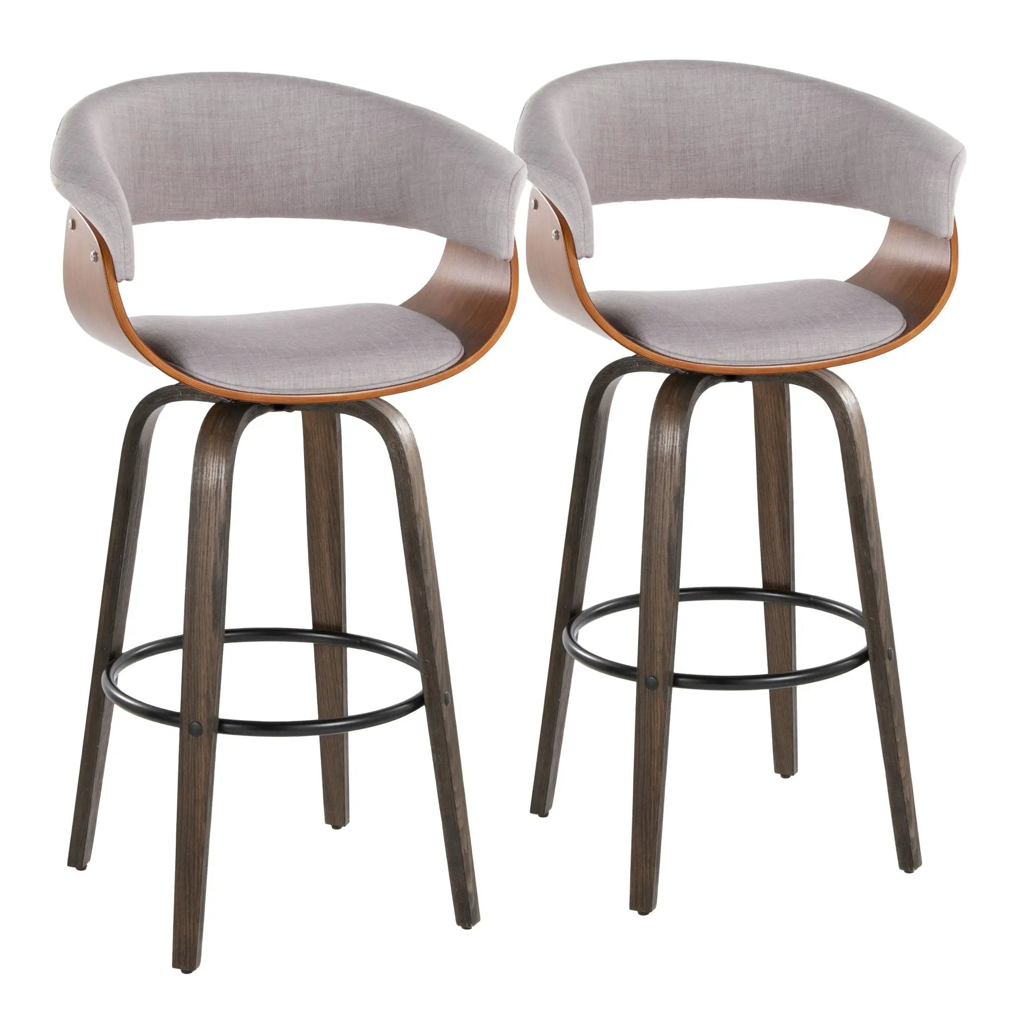 Vintage Mod - Mid Century Modern Fixed Height Barstool With Swivel & Round Footrest (Set of 2) by HouseOfZazla