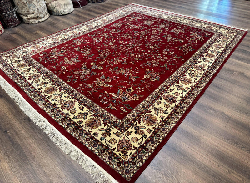 Indo Persian Rug 8x10, Red and Cream, Floral, Pande Cameron by Jewel Rugs