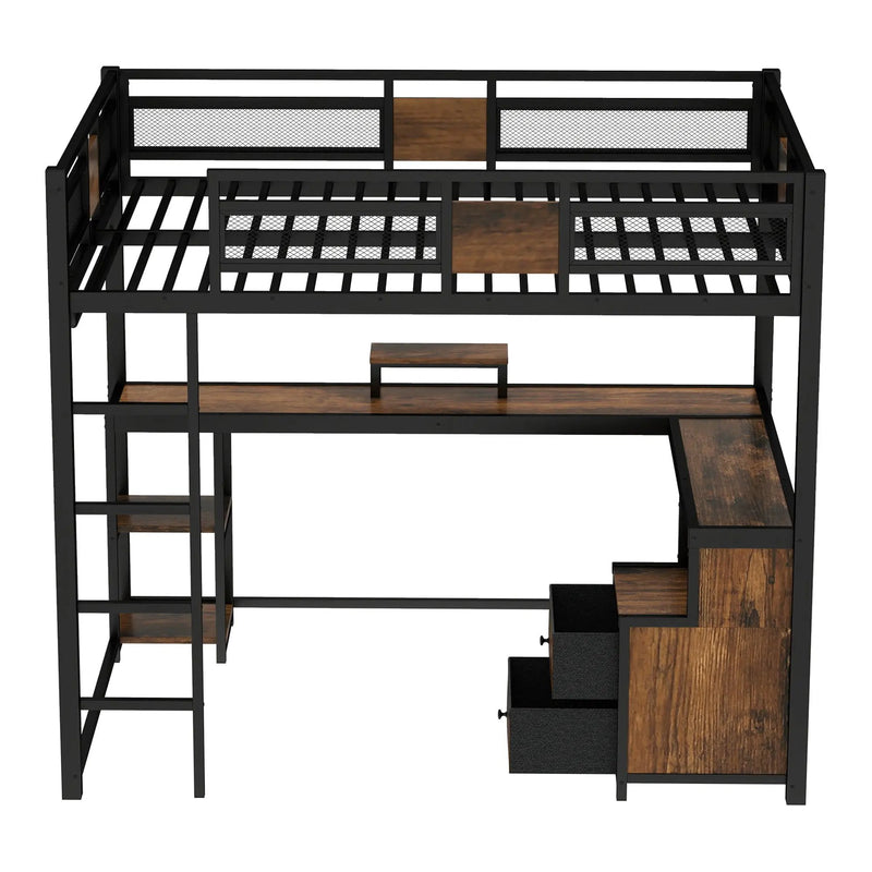Queen Loft Bed with Desk and Storage by HouseOfZazla