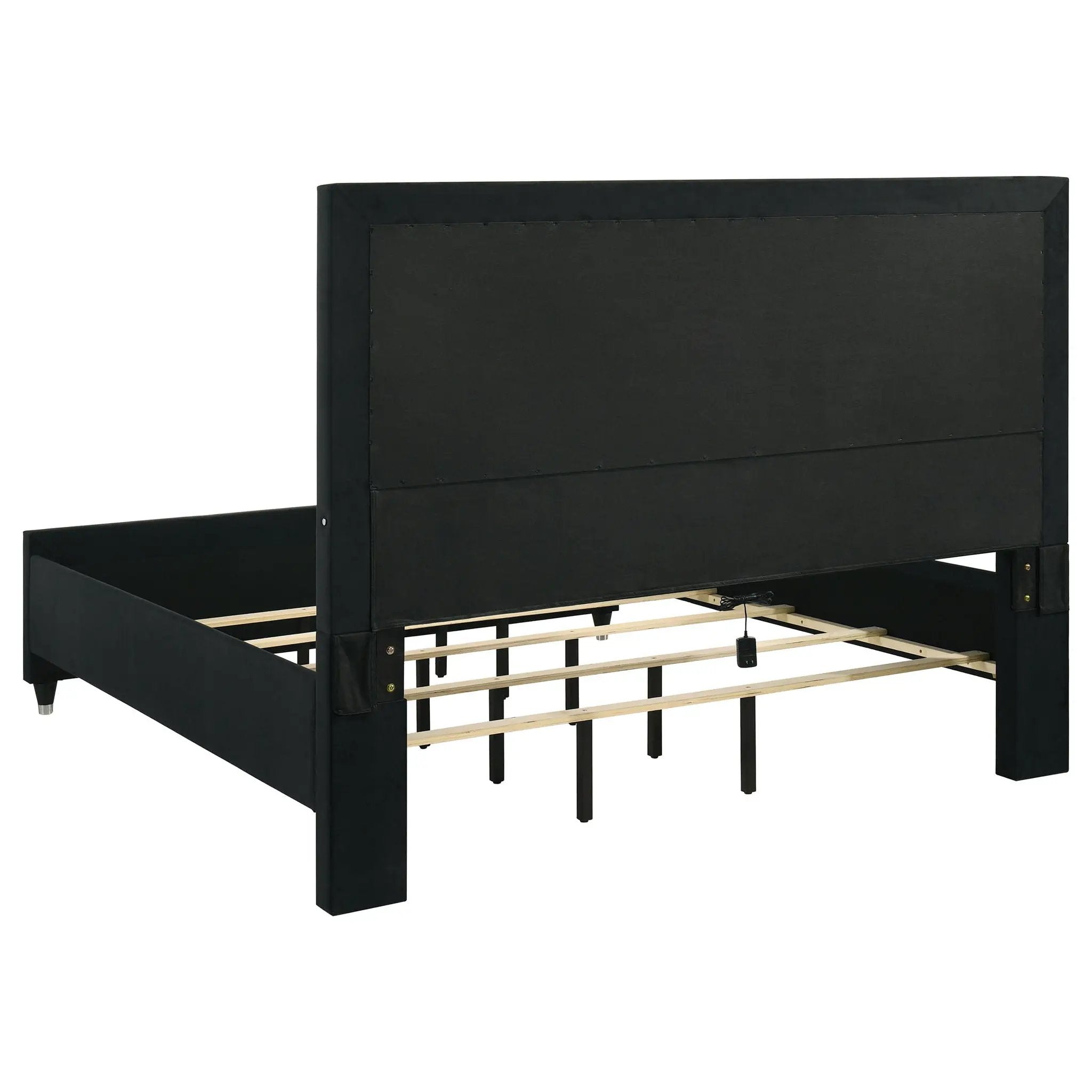 Ravenne 4-piece Velvet Upholstered Eastern King LED Bedroom Set Black by Unique Piece Furniture