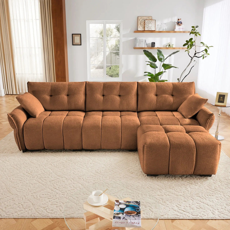 Sofa Set With Ottoman And Pillows, Textured, High Resilience Cushions by HouseOfZazla