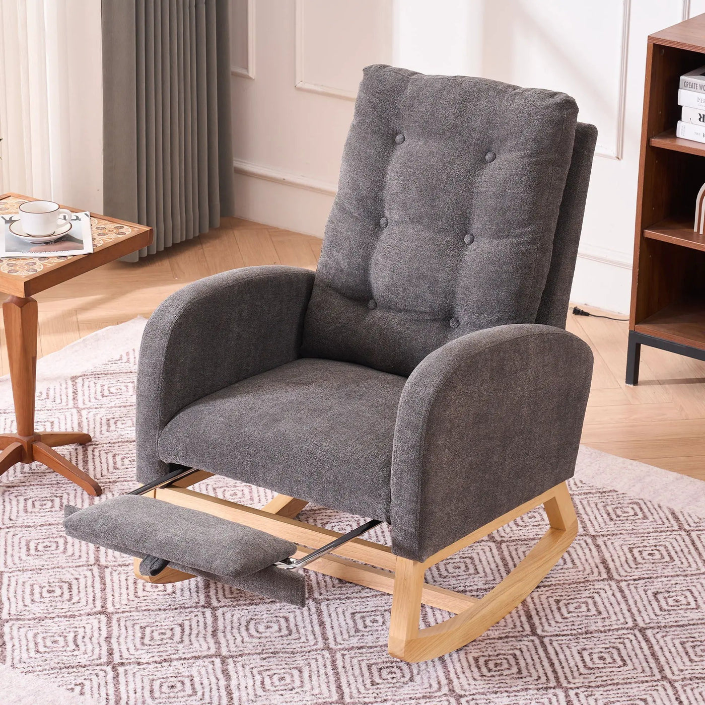 Accent Rocking Chair With Footrest, High Back by HouseOfZazla