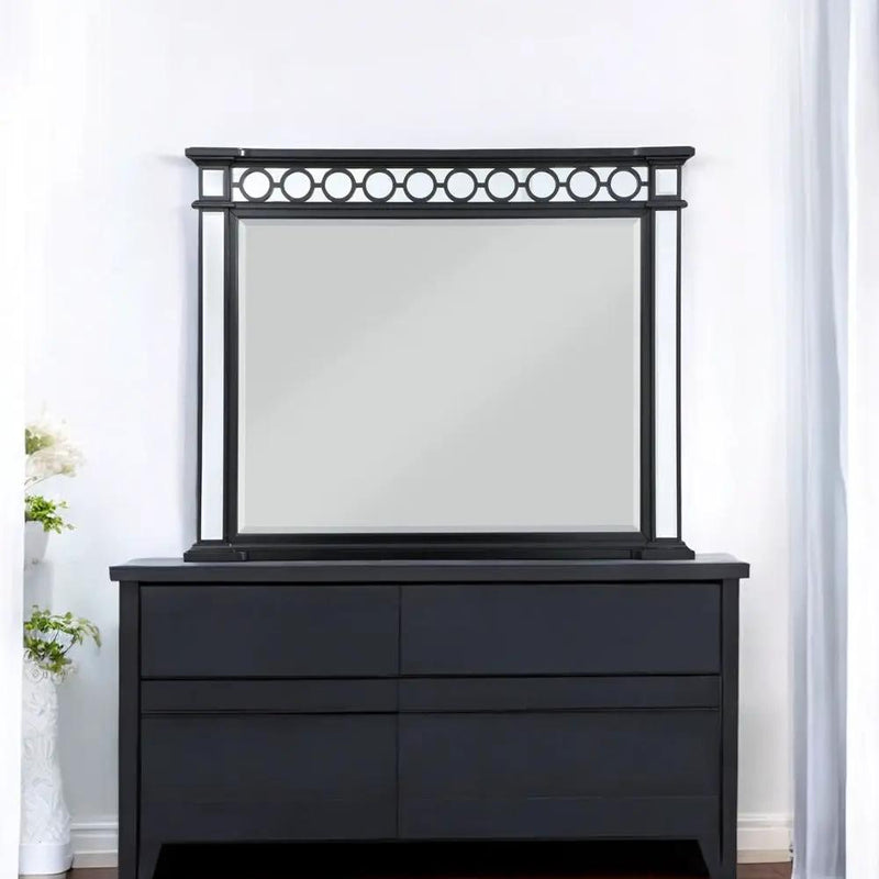 Varian II - Mirror - Mirrored, Black & Sliver by Unique Piece Furniture