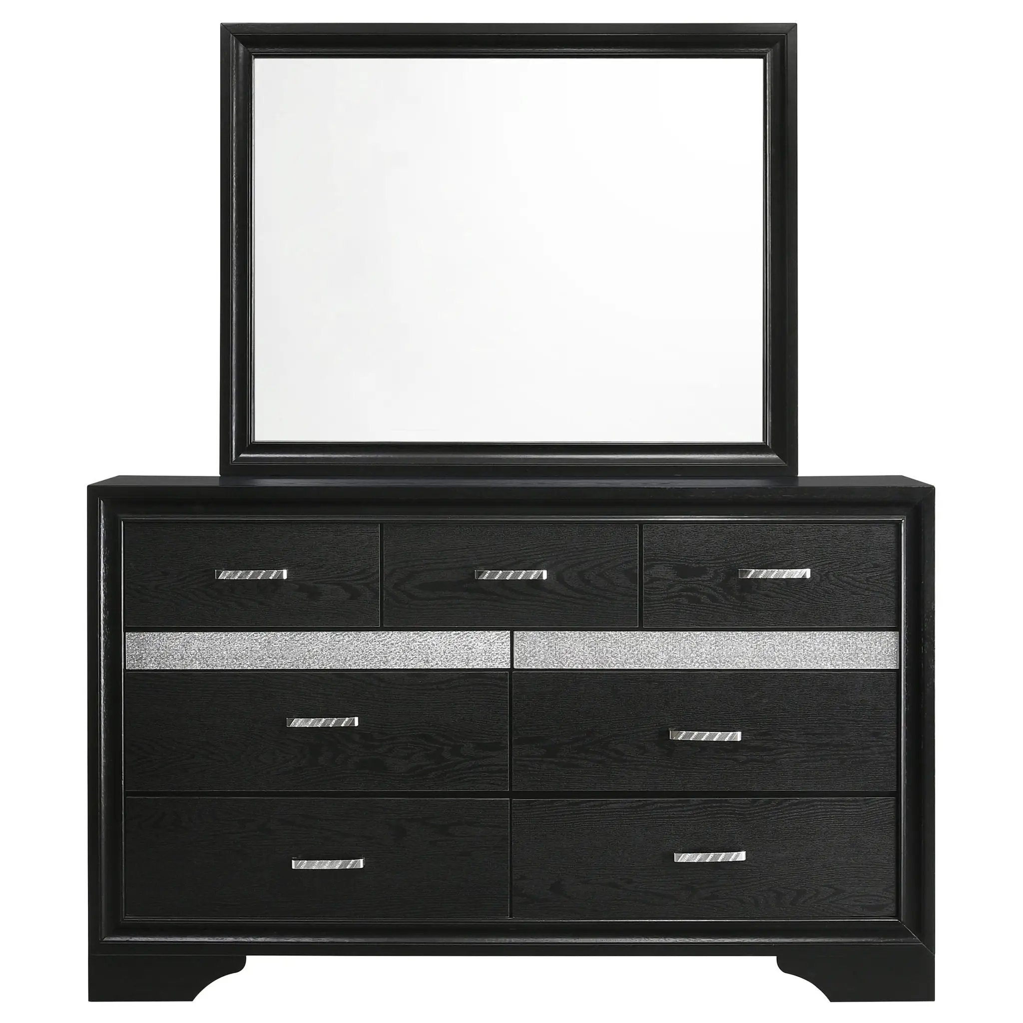 Miranda 7-drawer Dresser with Mirror Black by Unique Piece Furniture