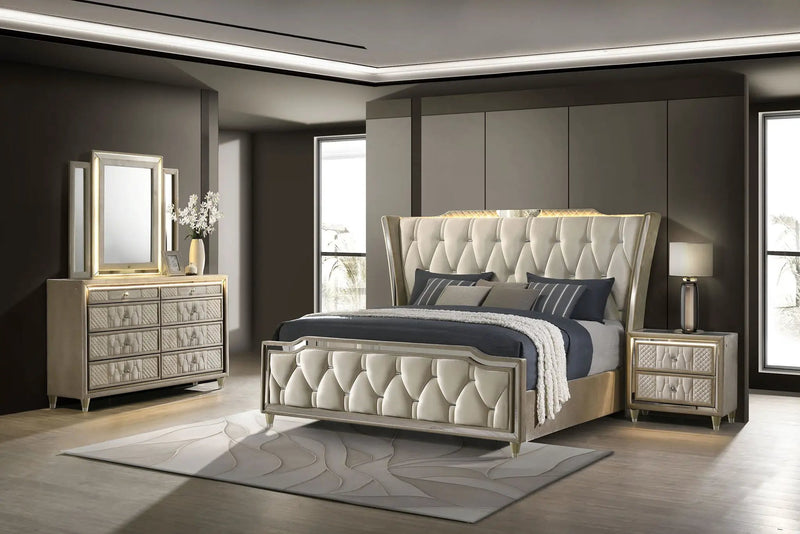 Lorient 4-piece California King Bedroom Set Ivory and Camel by Unique Piece Furniture