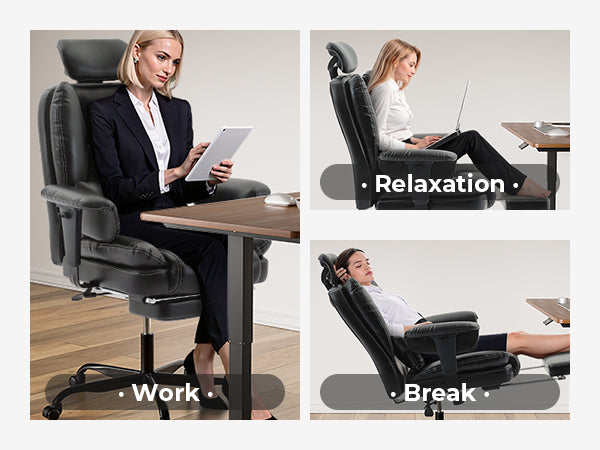 Ergonomic Office Chair with Lumbar Support and Liftable Headrest - Black PU Leather, photo 10 of 10