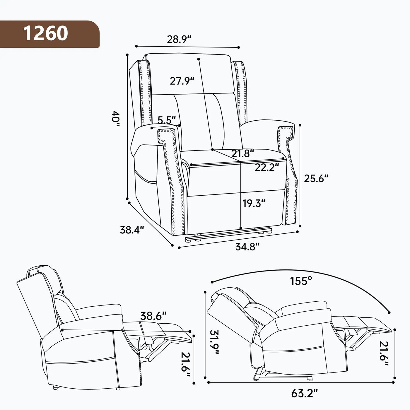 Manual Recliner Chair With Heavy Duty Motion Mechanism, 8 Vibrating Nodes And 3 Massage Modes For Living Room by HouseOfZazla