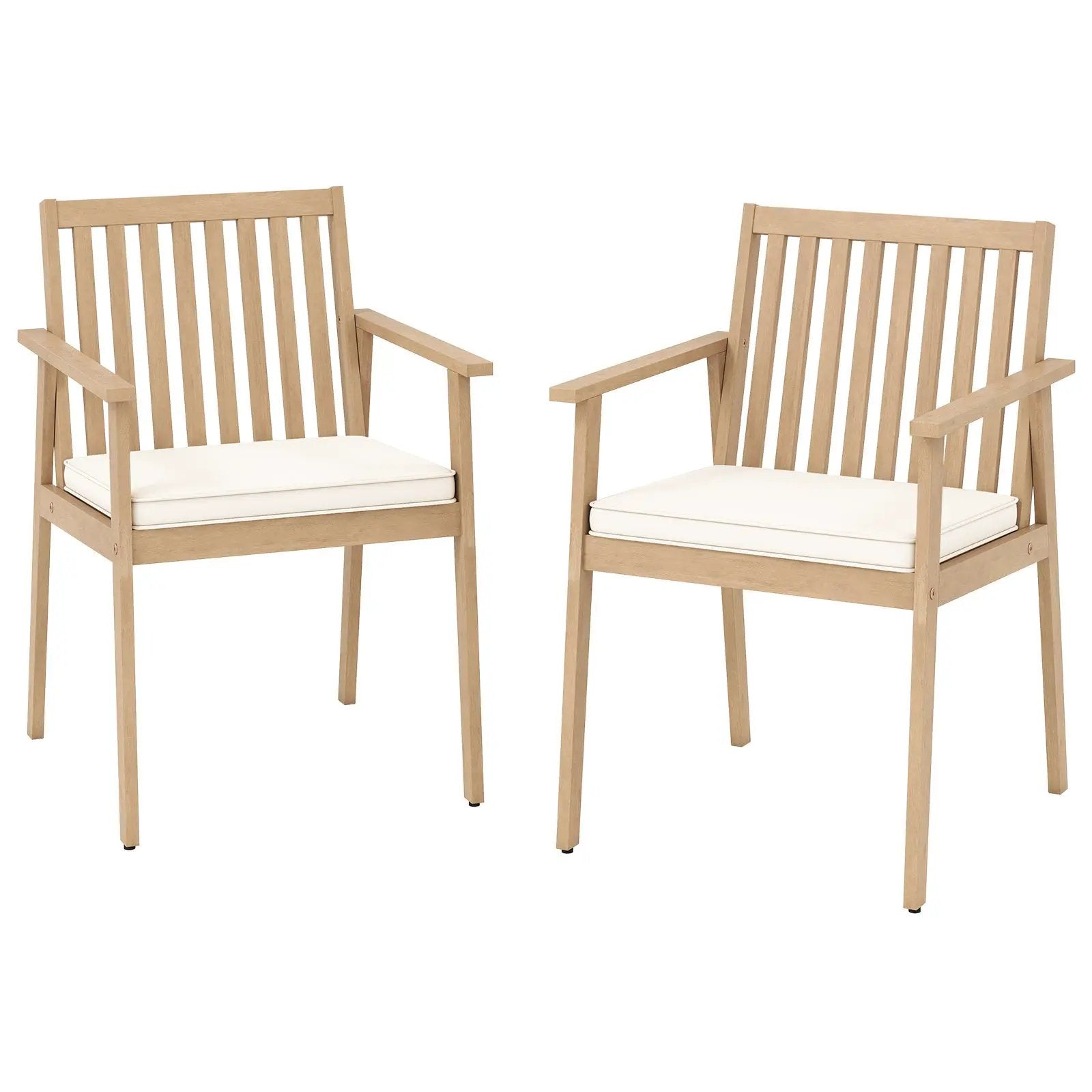 2 Pieces Patio Dining Chairs Outdoor Acacia Wood Chairs with Removable Padded Cushion by DirectDeals