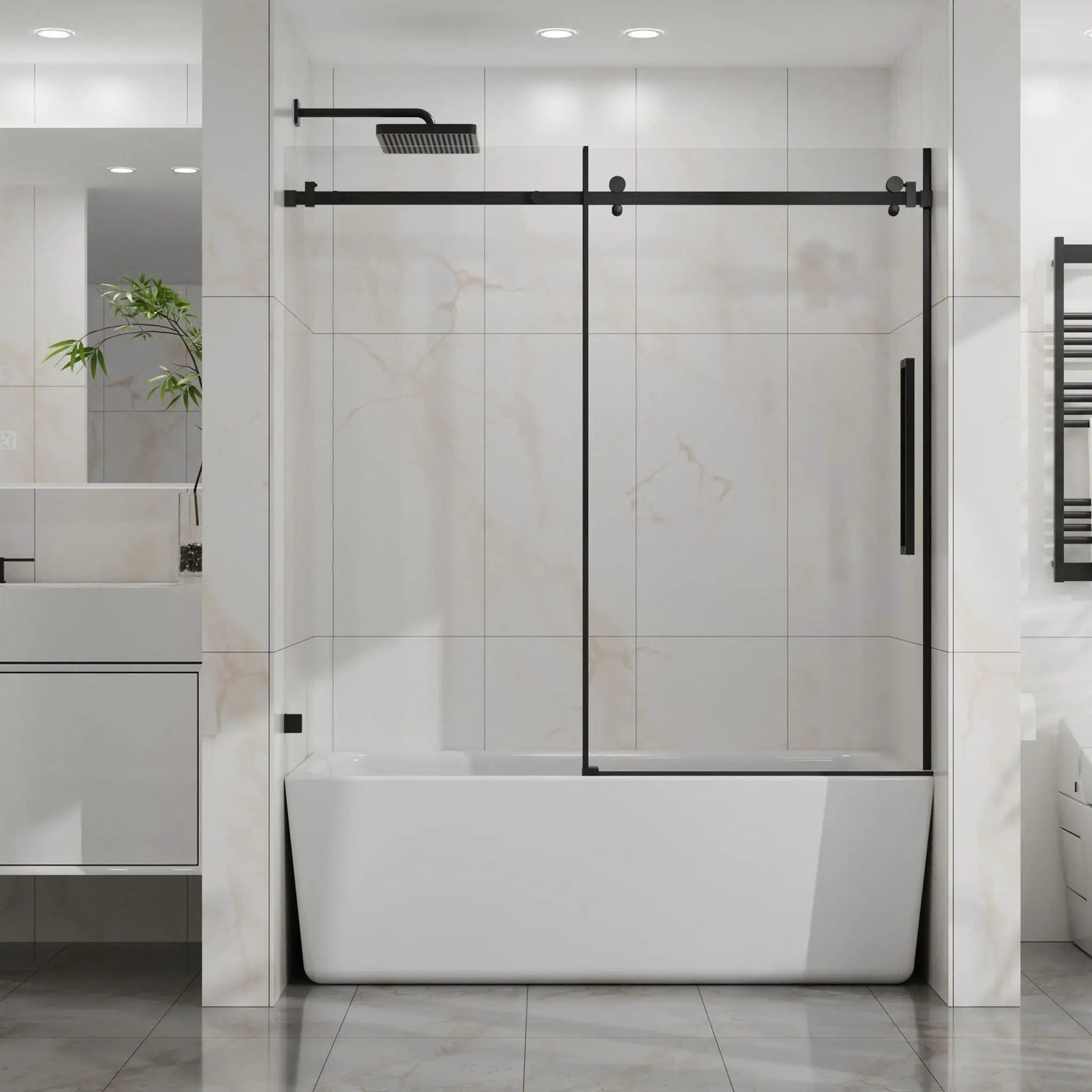 Frameless Tub Sliding Shower Door With Easy Clean Coating by HouseOfZazla