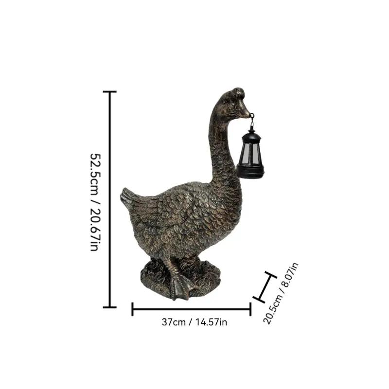 21'' Antique Bronze Goose Statue With Solar Lantern by HouseOfZazla