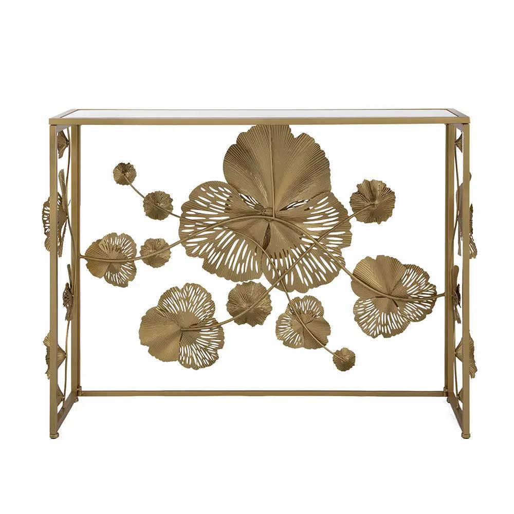 Console Table With Mirrored Glass Top, Modern Entryway Table For Living Room Foyer Entryway - Gold by HouseOfZazla