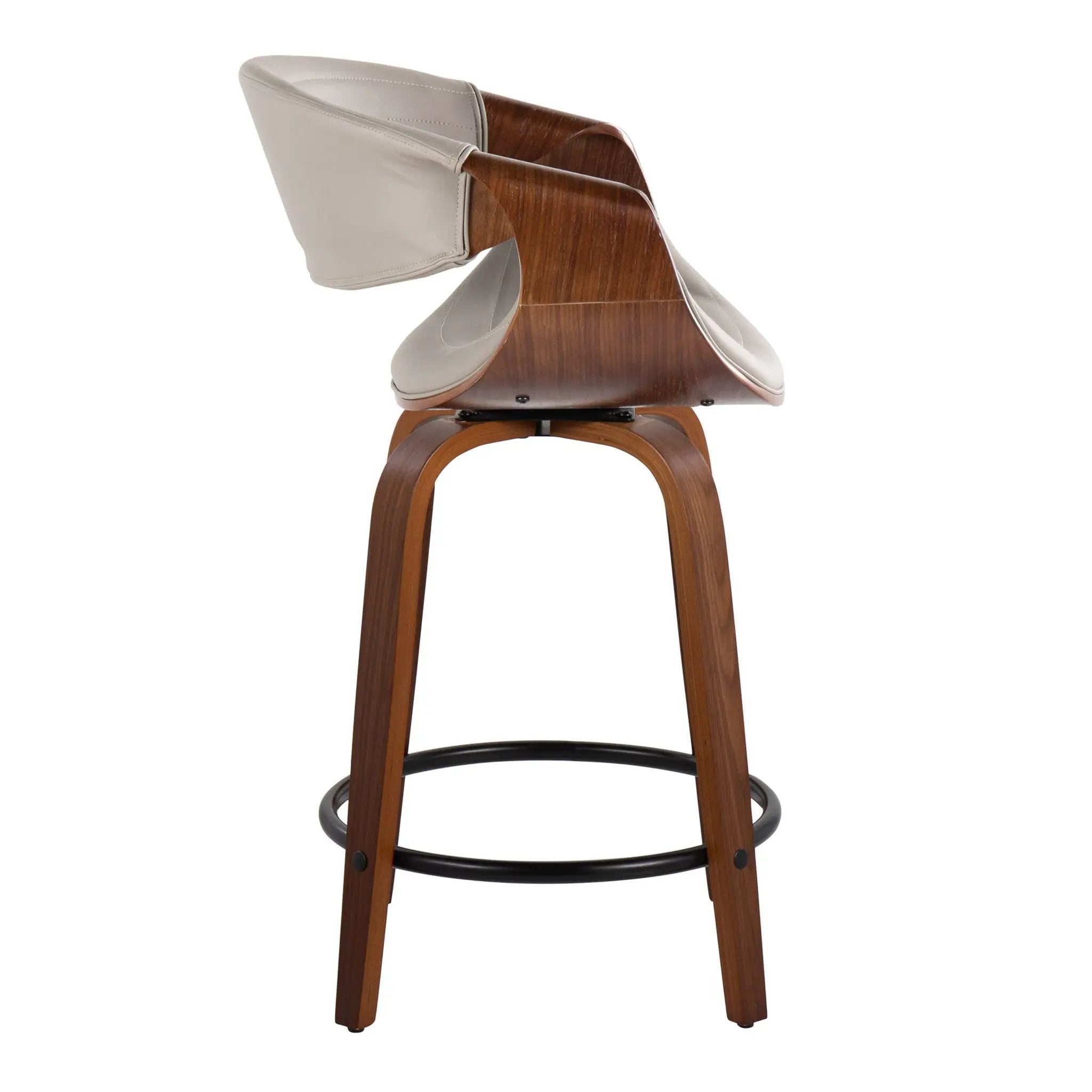 Symphony - Mid Century Modern Fixed Height Counter Stool With Swivel With Round Footrest (Set of 2) by HouseOfZazla