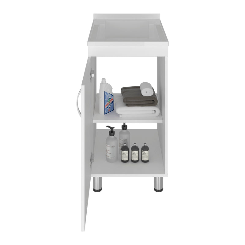 Slee Compact Utility Sink Cabinet with Storage and Metal Legs for Laundry Room by HouseOfZazla