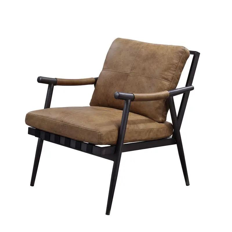 Anzan - Accent Chair - Berham Chestnut Top Grain Leather & Matt Iron by Unique Piece Furniture