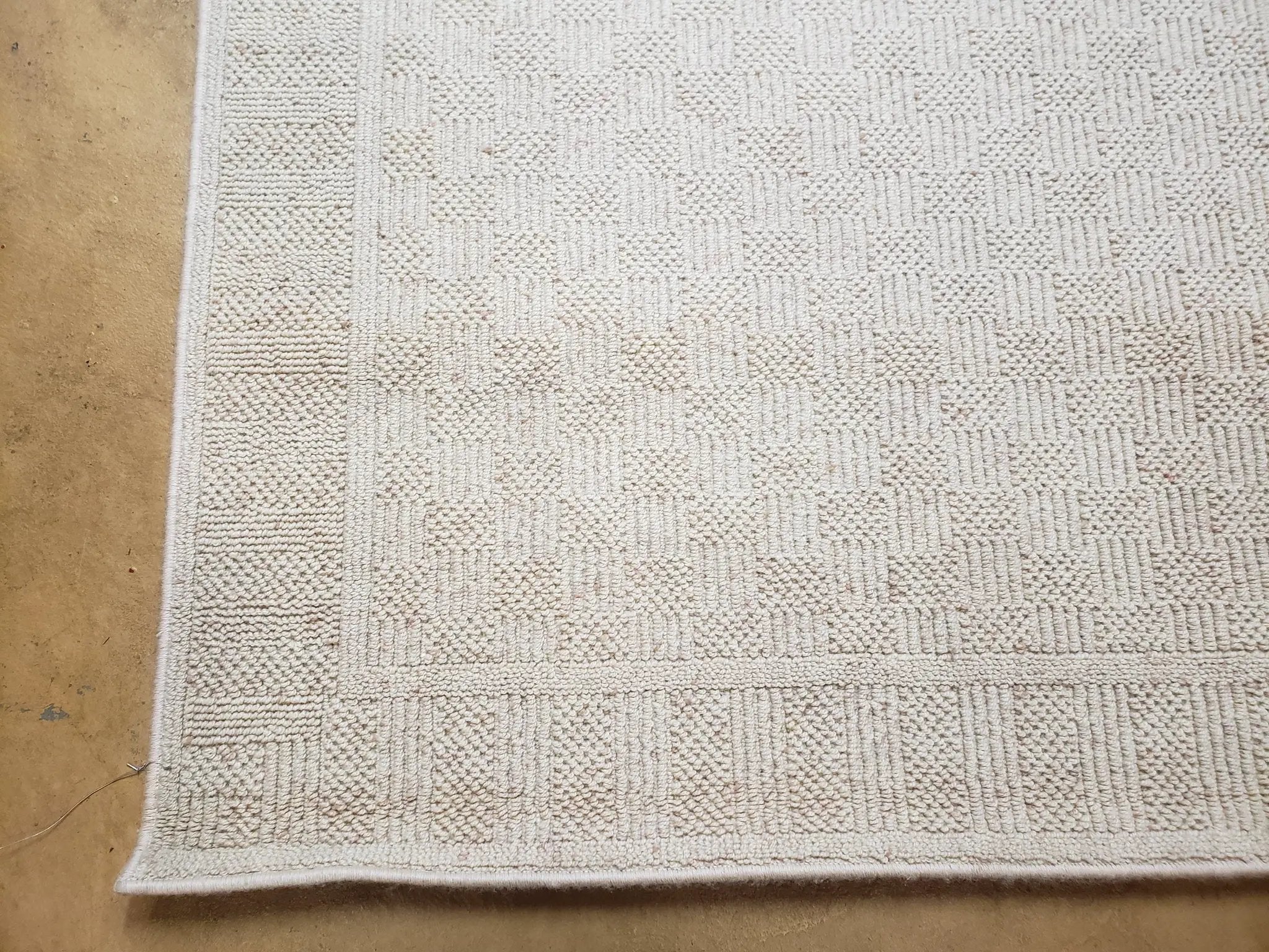 3x5 Karastan Rug Chaumiere Collection, Kara-Loc, Design #291/9866, Creme Color, Textured Squares II Patern, 3'6" x 5' 3" Carpet by Jewel Rugs