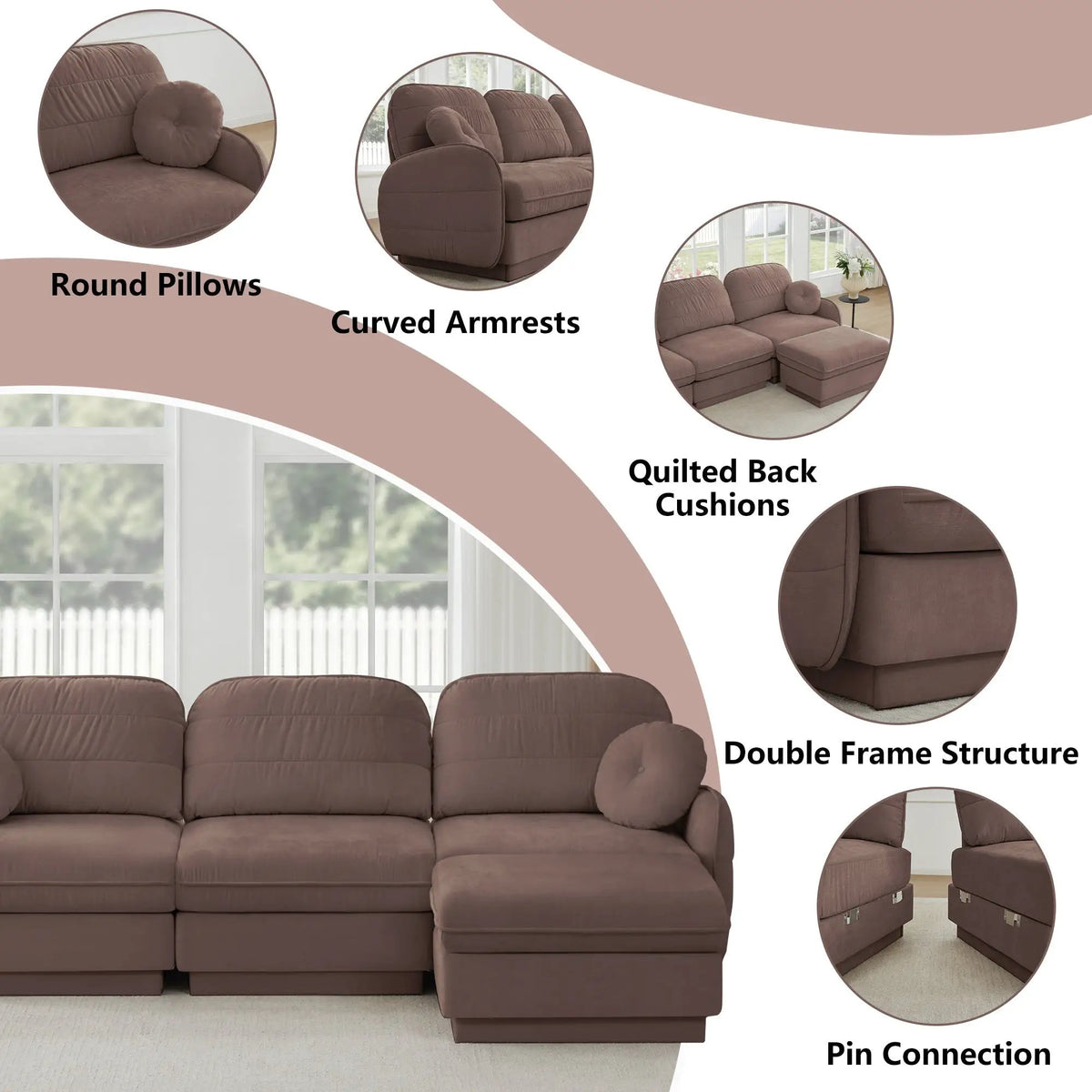 137" Oversize Chenille U-Shaped Sofa by HouseOfZazla