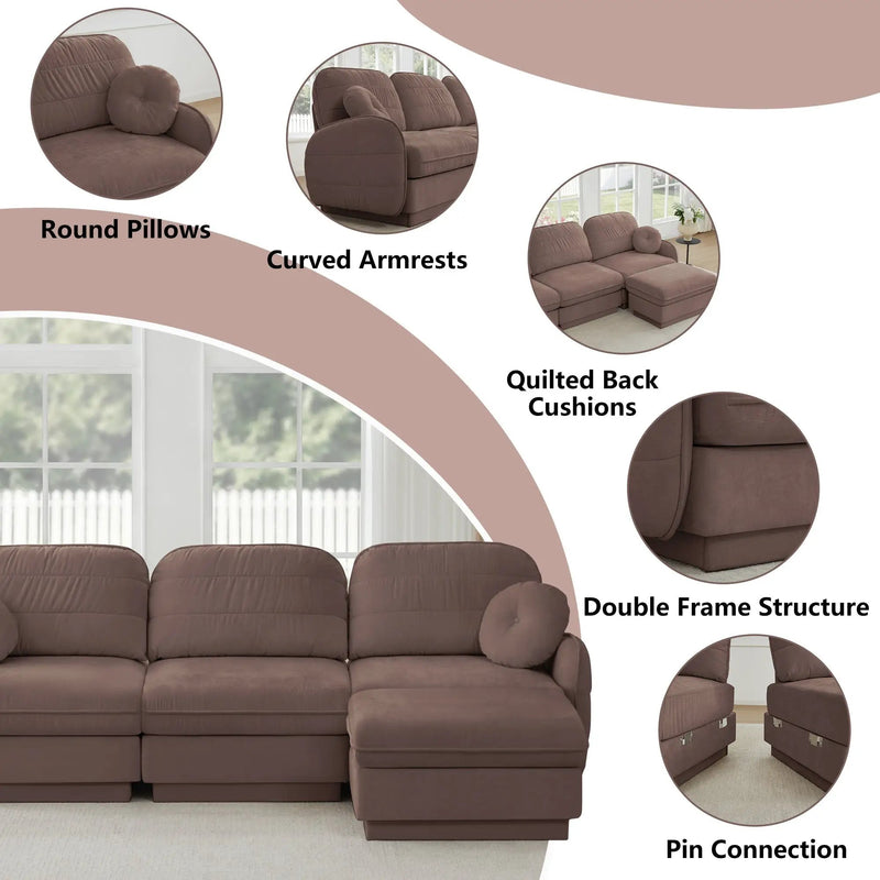 137" Oversize Chenille U-Shaped Sofa by HouseOfZazla