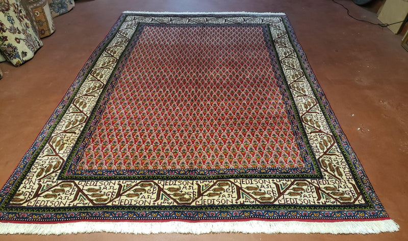 6x9 Finely Woven Turkish Tribal Rug, Boteh/Paisley Pattern, Red & Beige Area Rug, Vintage Wool Carpet, Entryway Rug, Hand-Knotted Foyer Rug by Jewel Rugs