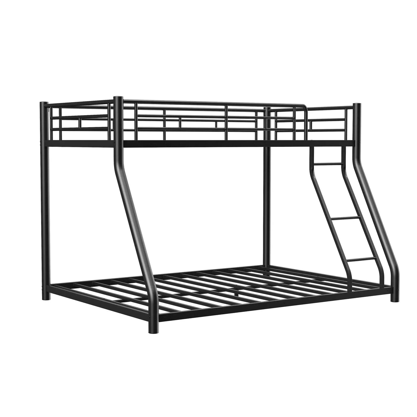 Bunk Bed Frame With Ladder And Guardrail, Heavy Duty Noise Free Design Metal Construction by HouseOfZazla