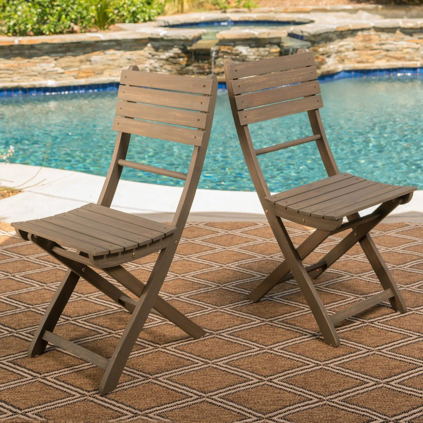 Outdoor Foldable Wood Dining Chair With Slat Design (Set of 2) by HouseOfZazla