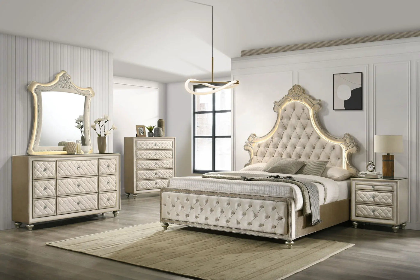 Lucienne - Bed With LED Lighting by Unique Piece Furniture