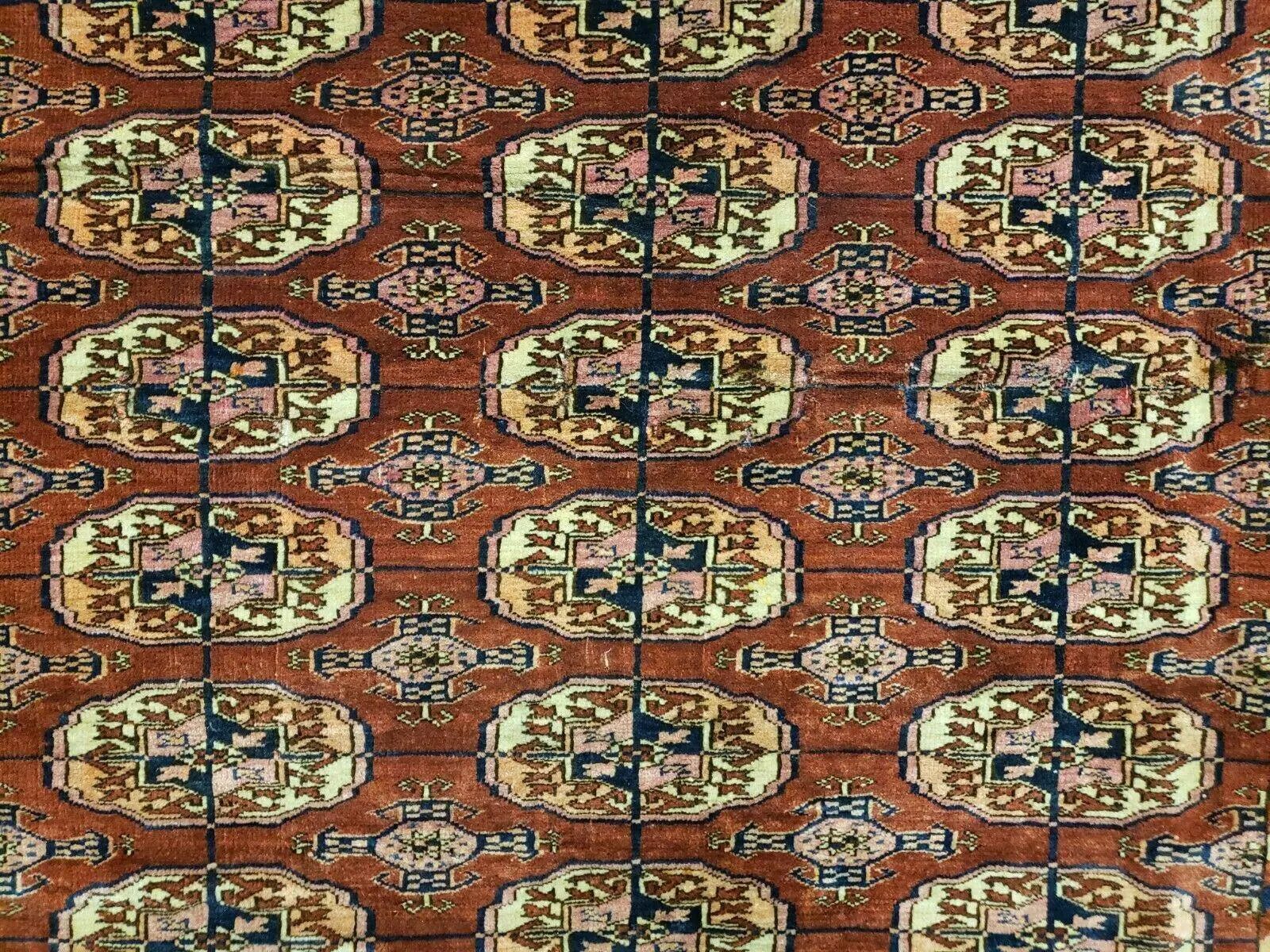 4' X 4' Antique Handmade Turkoman Bokhara Balouch Woven Wool Rug Brick Red Nice by Jewel Rugs