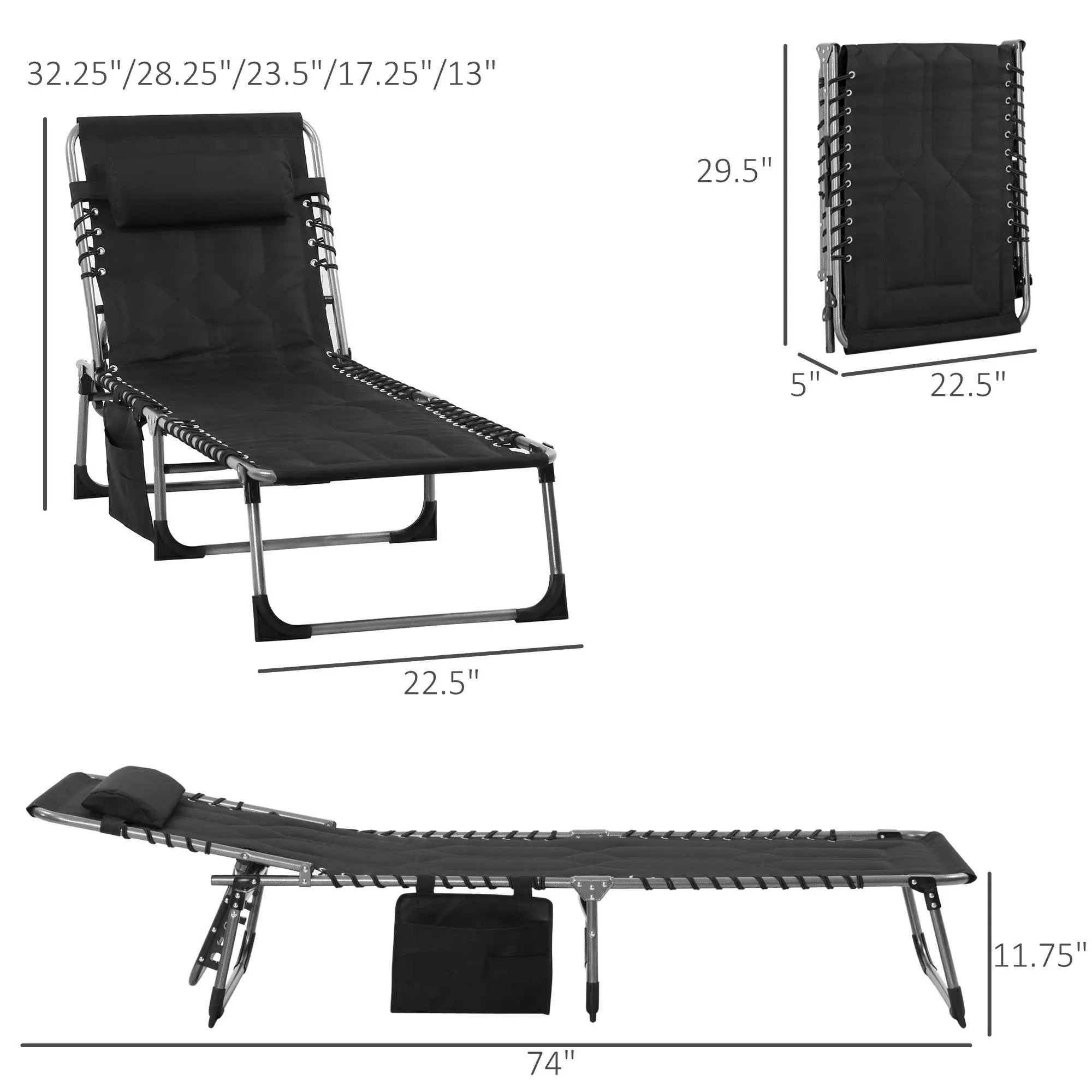Outsunny Padded Folding Chaise Lounge Chair by HouseOfZazla