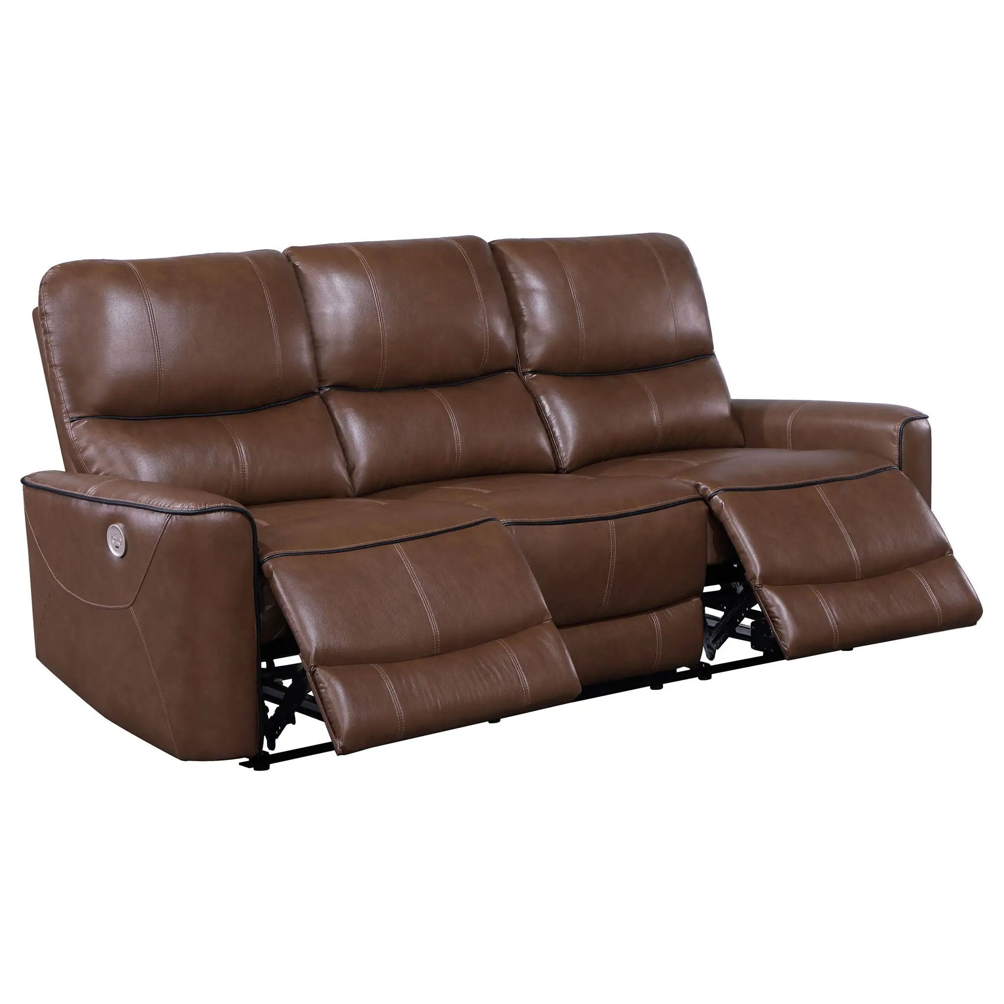 Greenfield Upholstered Power Reclining Sofa Saddle Brown by Unique Piece Furniture
