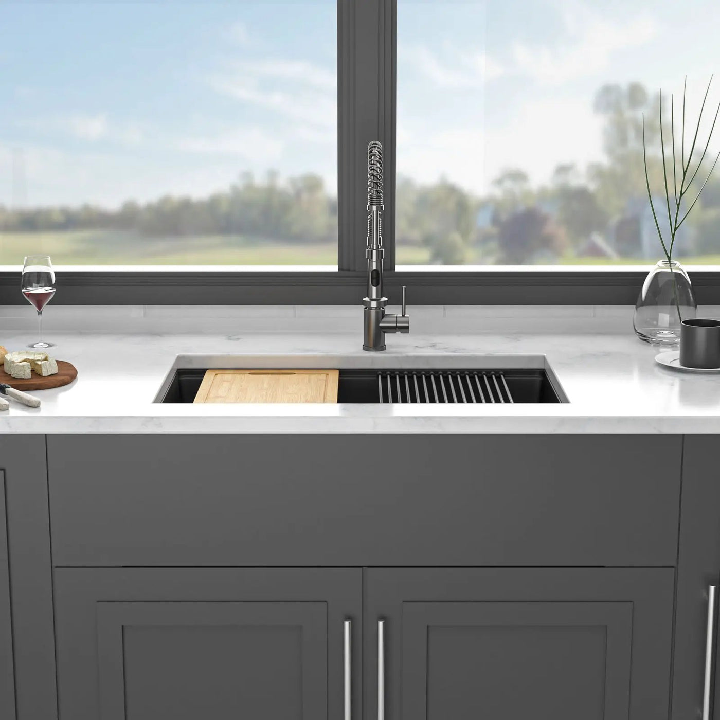 Quartz Kitchen Sink, Granite Composite Workstation Undermount by HouseOfZazla