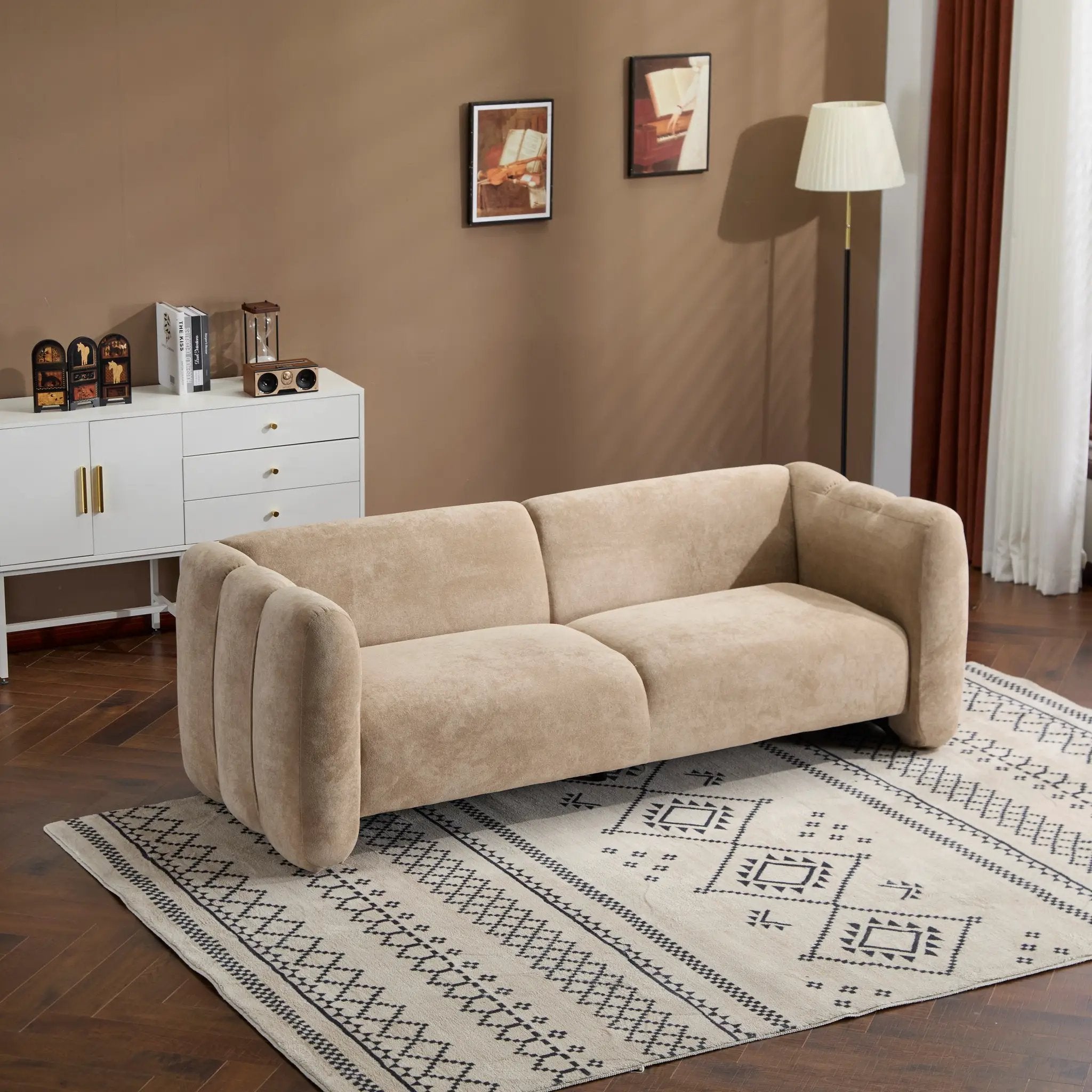 Tonson 83" 3-Seater Velvet Sofa, Wave Design by HouseOfZazla