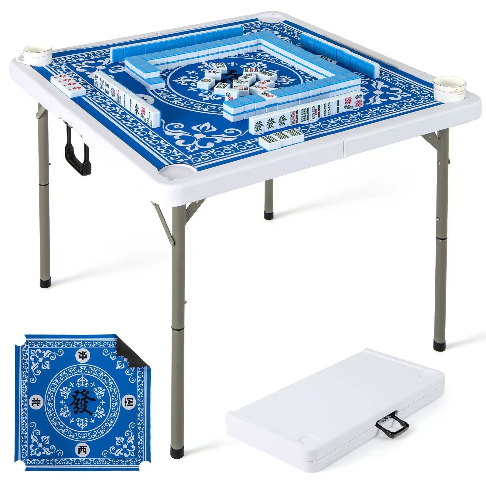 35 Inch 4 Player Game Card Folding Mahjong Table with Cup Holders by DirectDeals