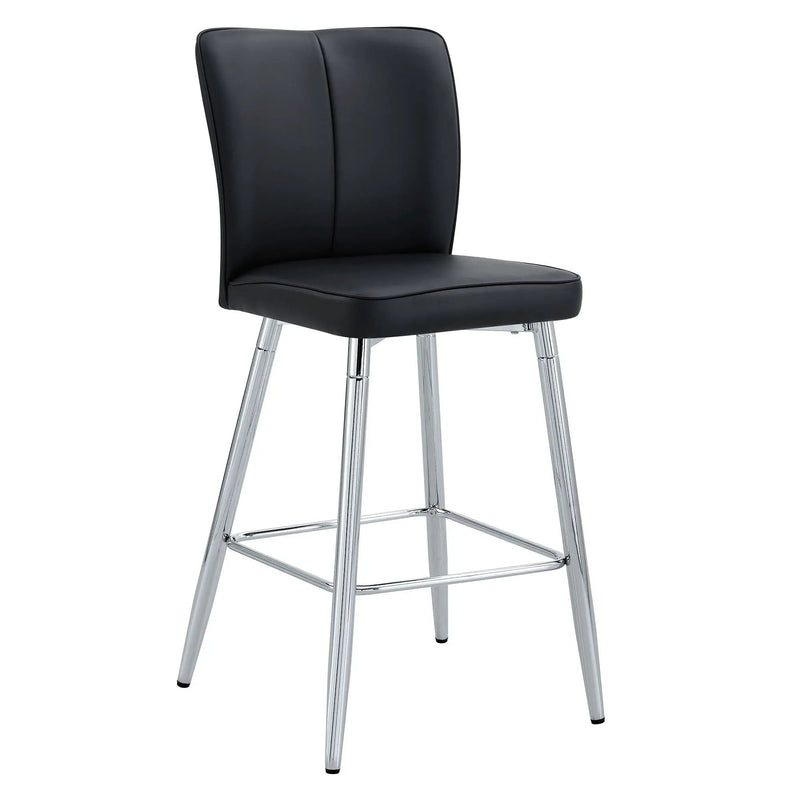 Modern Bar Chair Set Streamlined Backrest Metal Legs 2 Pieces - Black / Silver by Unique Piece Furniture