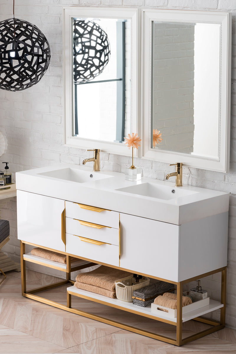 James Martin Columbia 59" Double Bathroom Vanity, Glossy White, view 4
