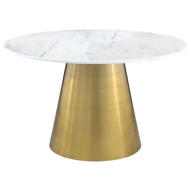 Ambrose Round 50-inch Marble Top Dining Table Brushed Gold by Unique Piece Furniture