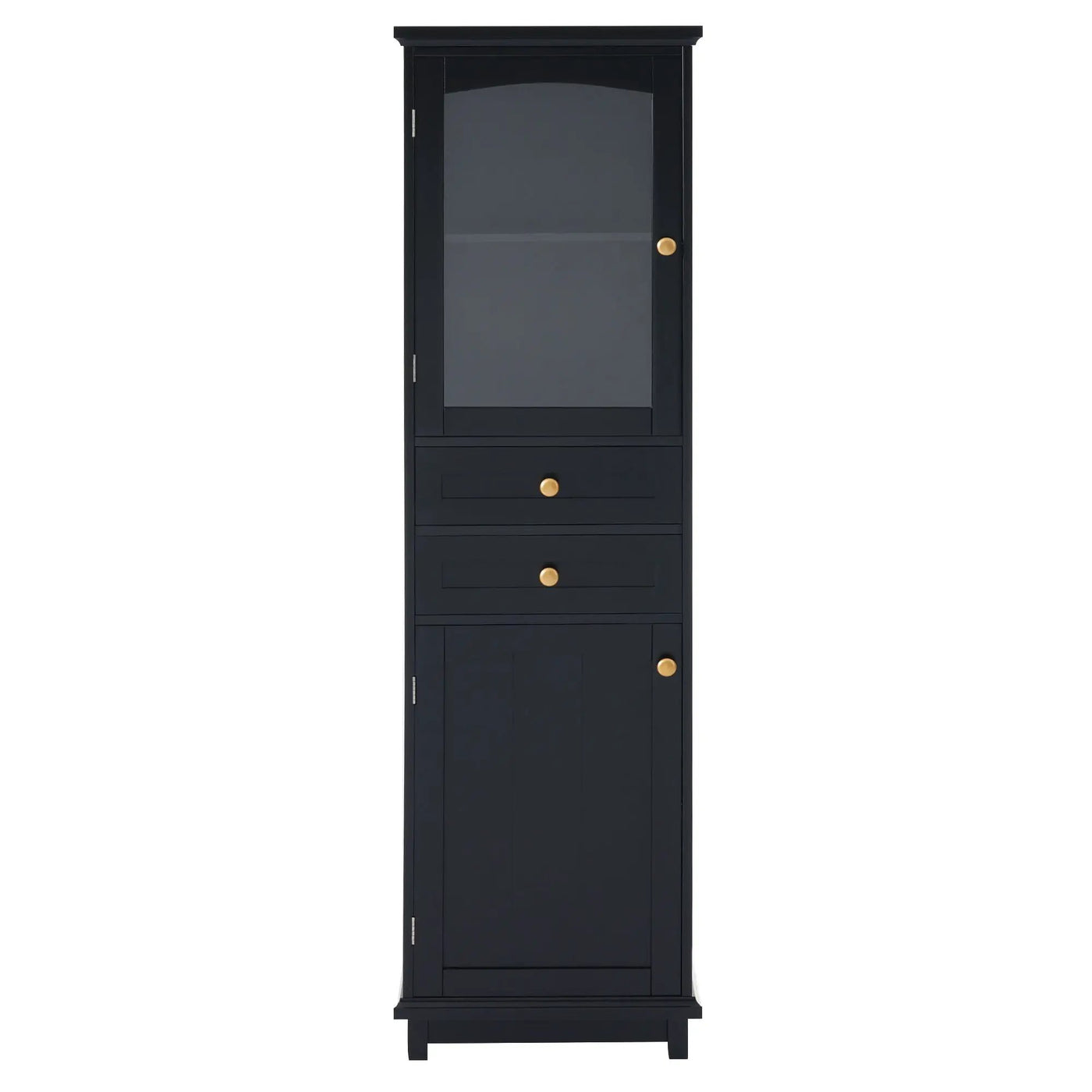 Tall Bathroom Storage Cabinet With Glass Doors, Free-Standing, Two Drawers, And Adjustable Shelves, Board, Painted Perfect For Displaying Your Favorite Items by HouseOfZazla