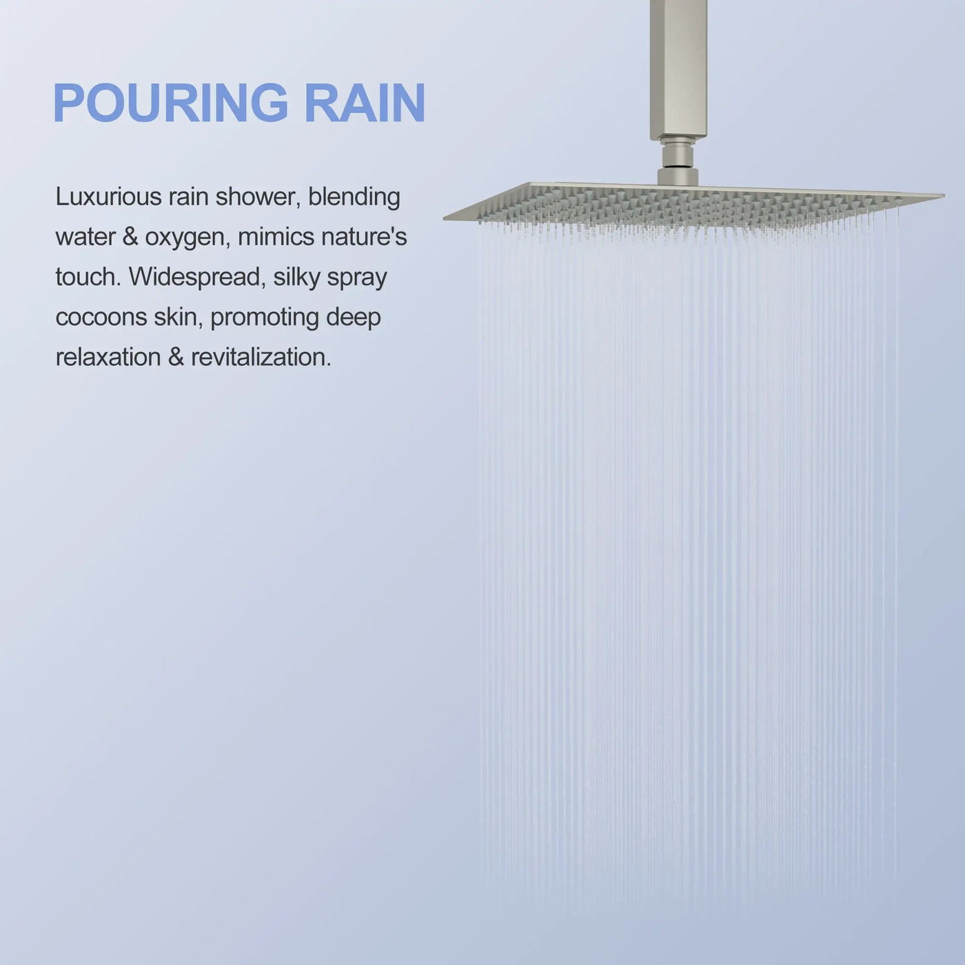 Modern 10" Square Rainfall Shower Head & Stainless Steel Wall Or Ceiling Mount Luxury Spa Shower Panel by HouseOfZazla