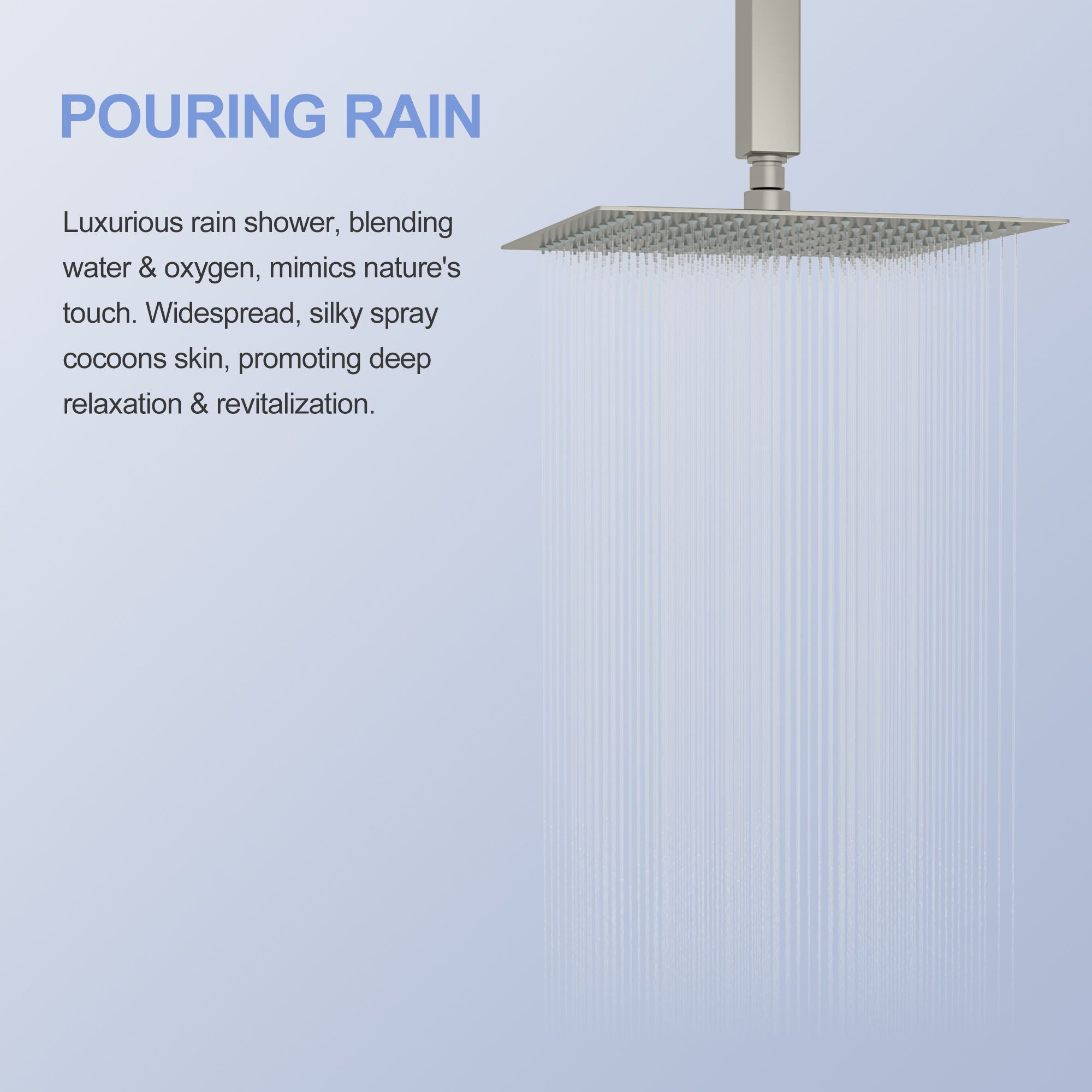 Modern 10" Square Rainfall Shower Head & Stainless Steel Wall Or Ceiling Mount Luxury Spa Shower Panel by HouseOfZazla