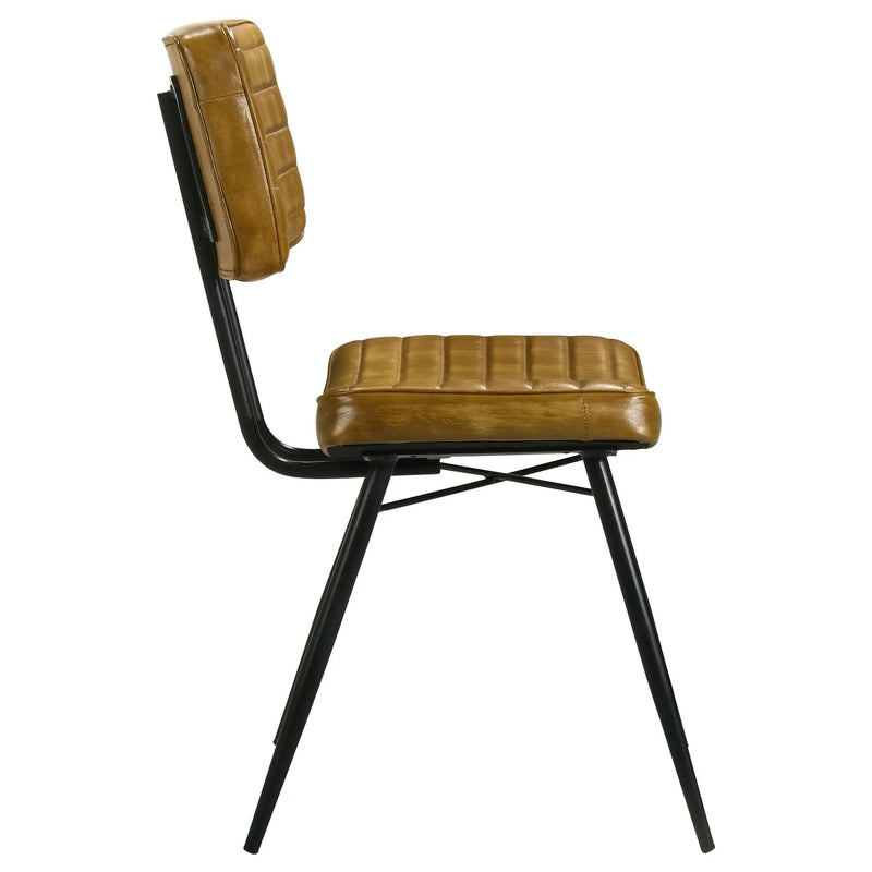 Tufted Side Chairs Upholstery And Tapered Legs (Set of 2) - Camel by HouseOfZazla