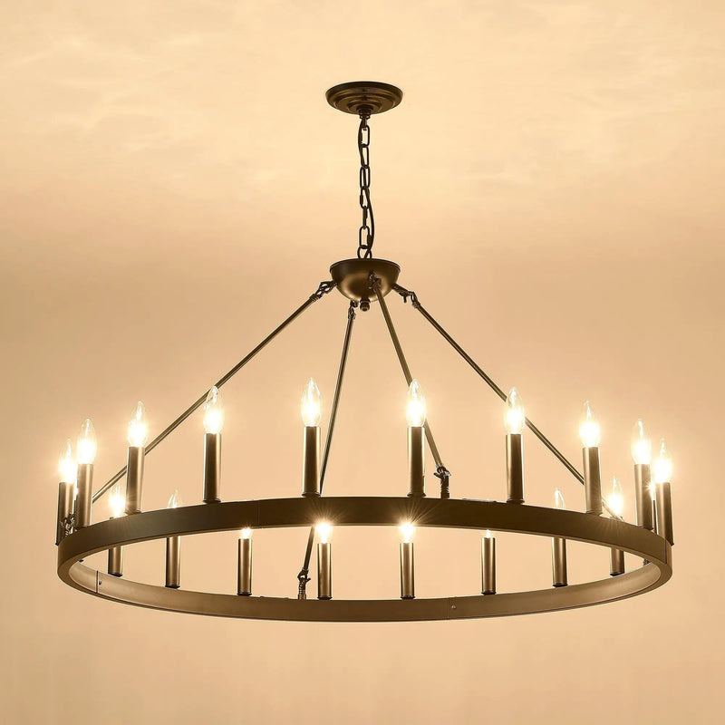 53.15 Inch Matte Black Wagon Wheel Chandelier with 18 Lights by HouseOfZazla