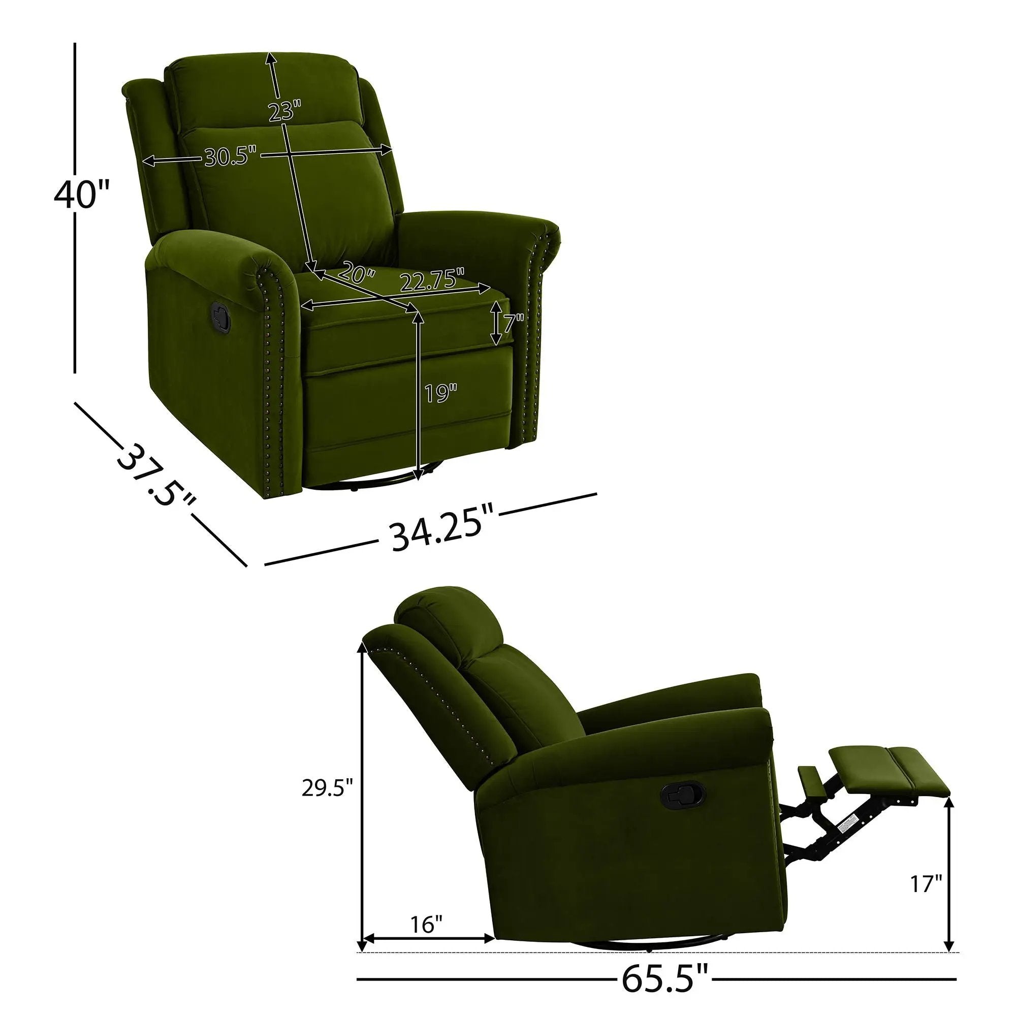 360 Degrees Swivel Manual Rocking Recliner with Adjustable Backrest by HouseOfZazla