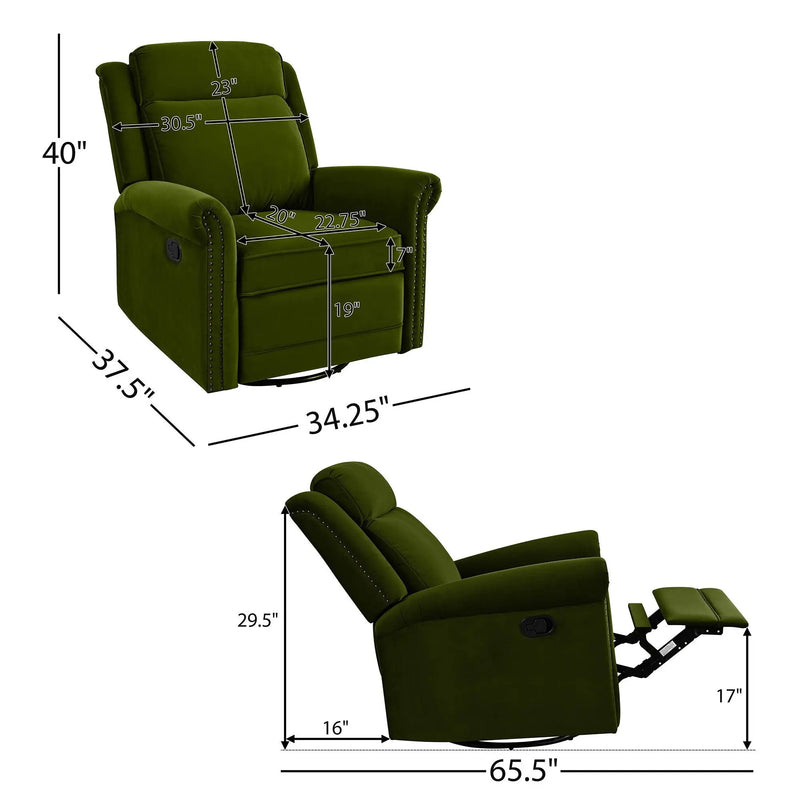 360 Degrees Swivel Manual Rocking Recliner with Adjustable Backrest by HouseOfZazla