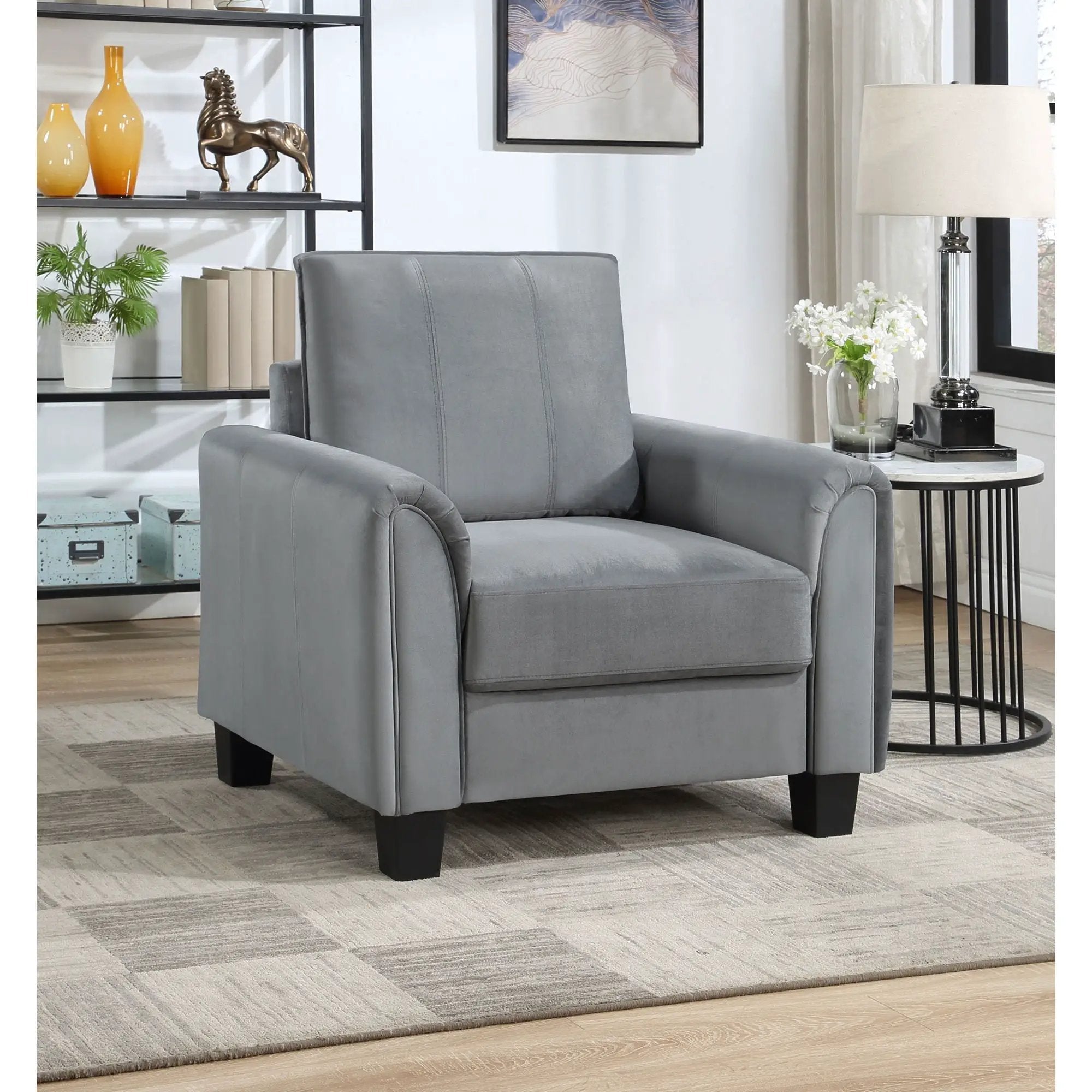 Dixon - Upholstered Rolled Arm Accent Chair - Gray by HouseOfZazla