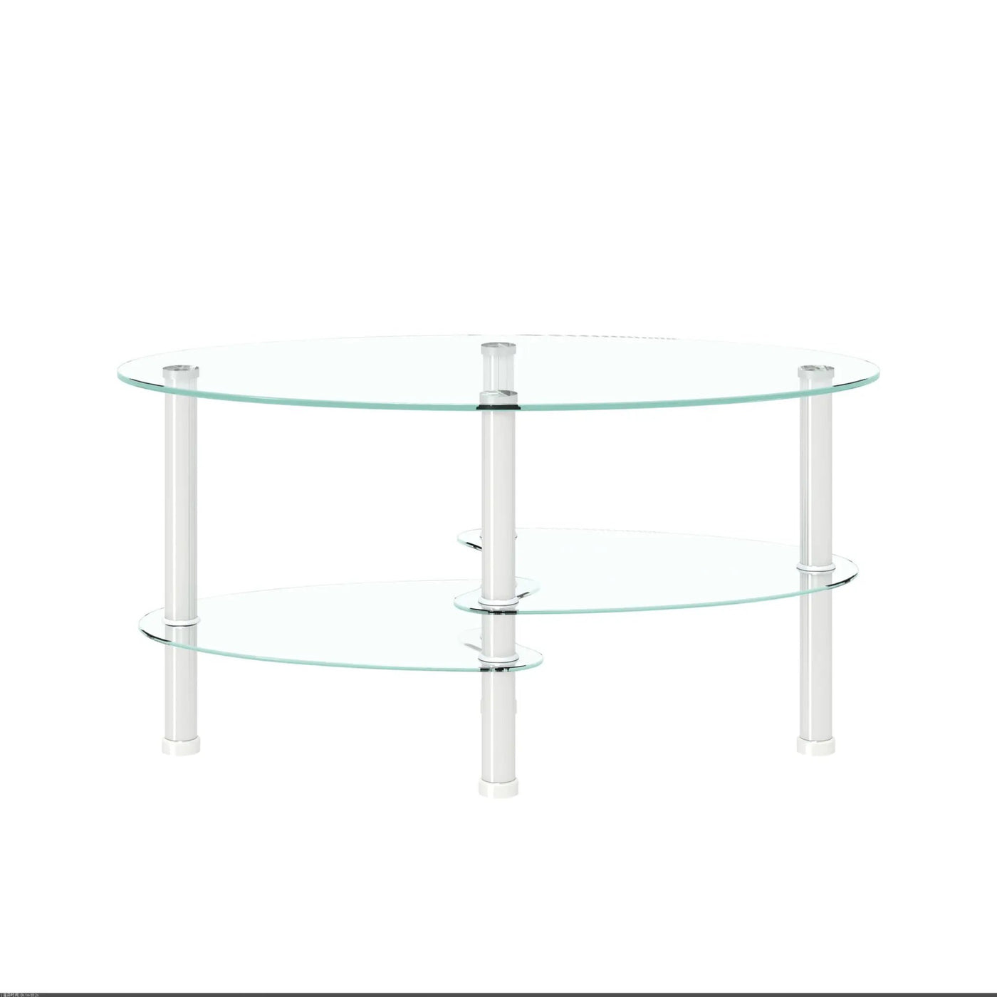 Transparent Oval Glass Coffee Table, Modern Table In Living Room Oak Wood Leg Tea Table 3-Layer Glass Table by HouseOfZazla