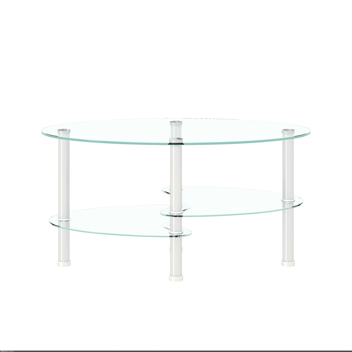 Transparent Oval Glass Coffee Table with 3-Layer Tempered Glass - White or Light Brown, photo 13 of 24