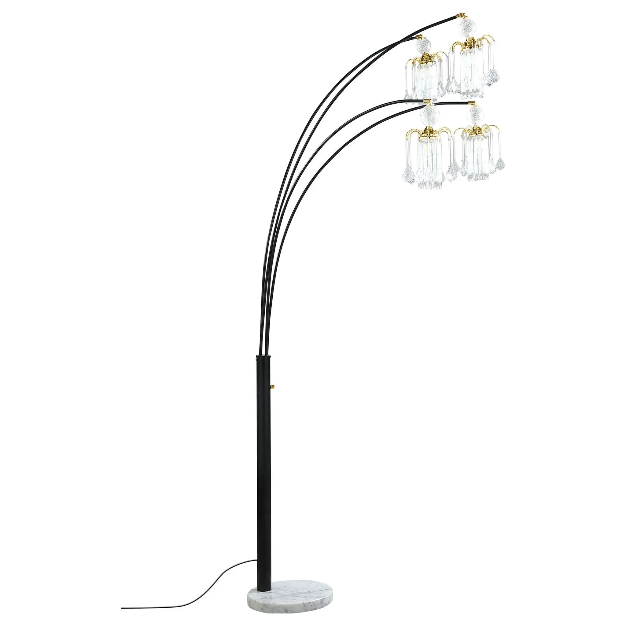 Maisel 91-inch Hanging Crystal Arc Tree Floor Lamp Black by Unique Piece Furniture